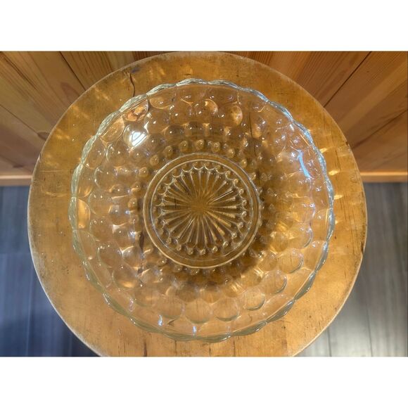 Vintage CLEAR BUBBLE GLASS BERRY BOWL 8.5” ROUND (5760) - Picture 6 of 8